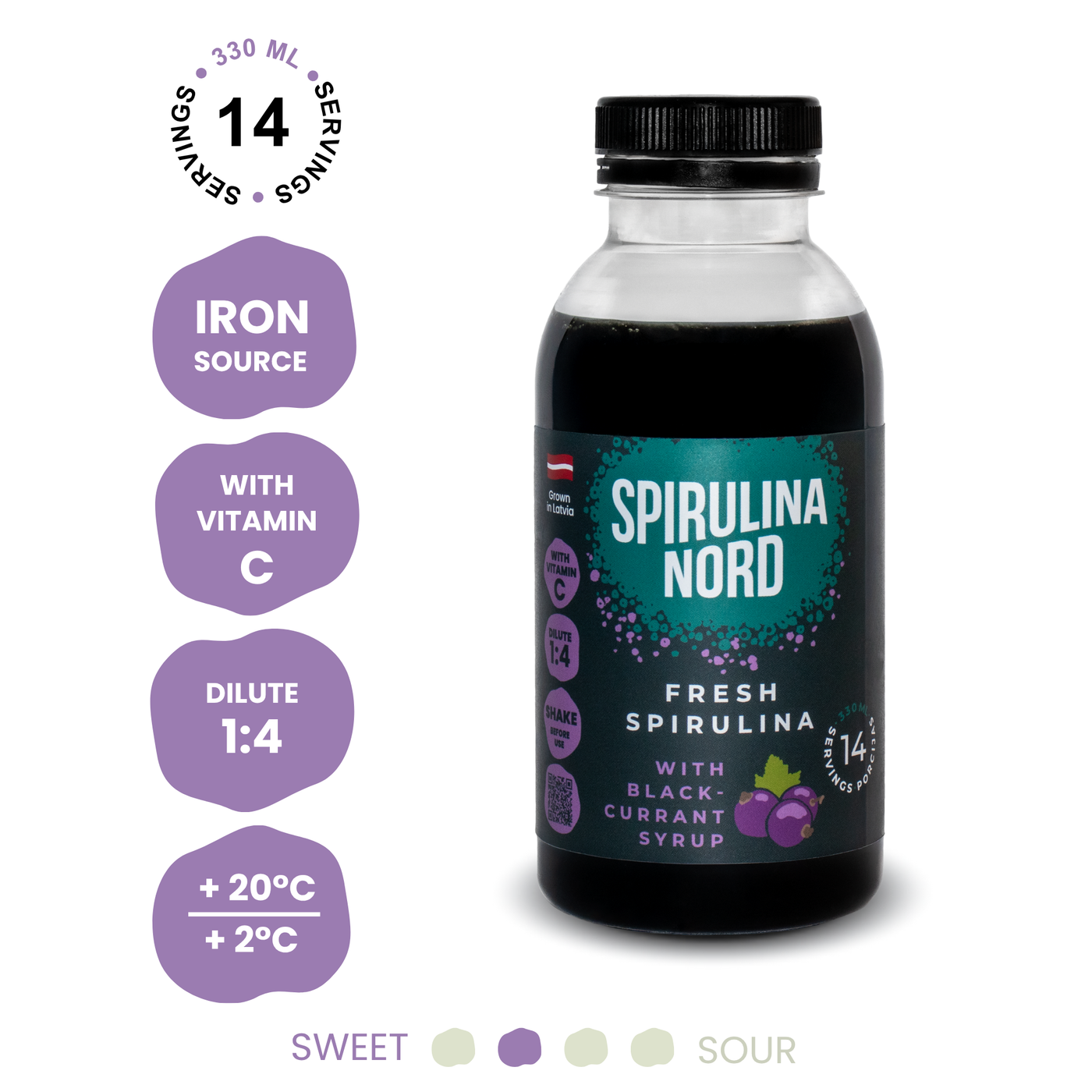 Blackcurrant Natural Spirulina benefits 330ml #U330 #en