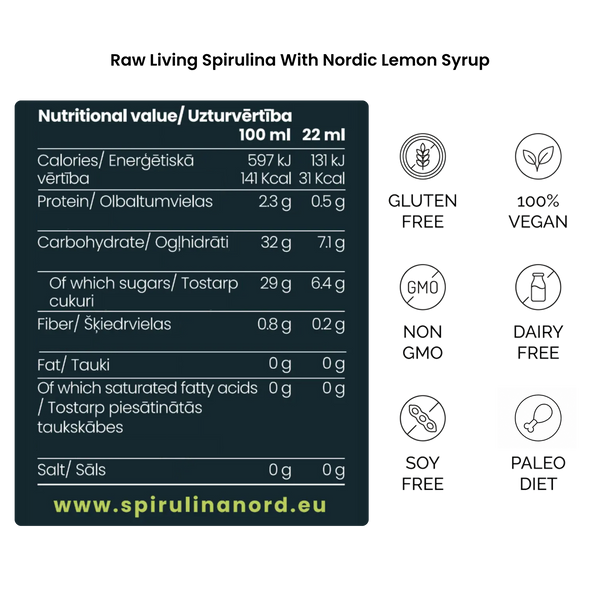 Raw Living Spirulina With Berry Syrup