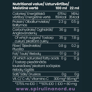 SpirulinaNord® Raw Living Spirulina With Berry Syrup