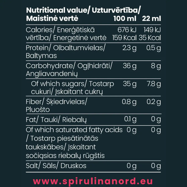 SpirulinaNord® Raw Living Spirulina With Berry Syrup