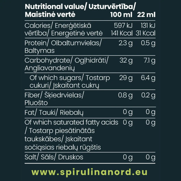 SpirulinaNord® Raw Living Spirulina With Berry Syrup
