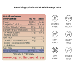 Nutritional value - Mild haskap fresh spirulina #H330|H120 #en