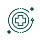 Green medical cross icon with circular design elements